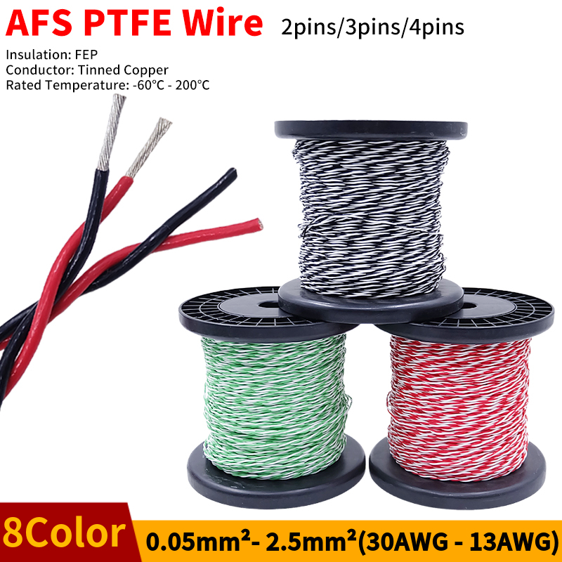 Audio Jumper Wire - PTFE Tel AFS200 2 pins 26/25/24/22/20/18/17/15/13AWG
