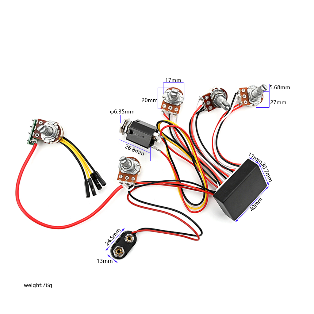 Passive Preamp - Önceden kablolu 3 bant aktif bas