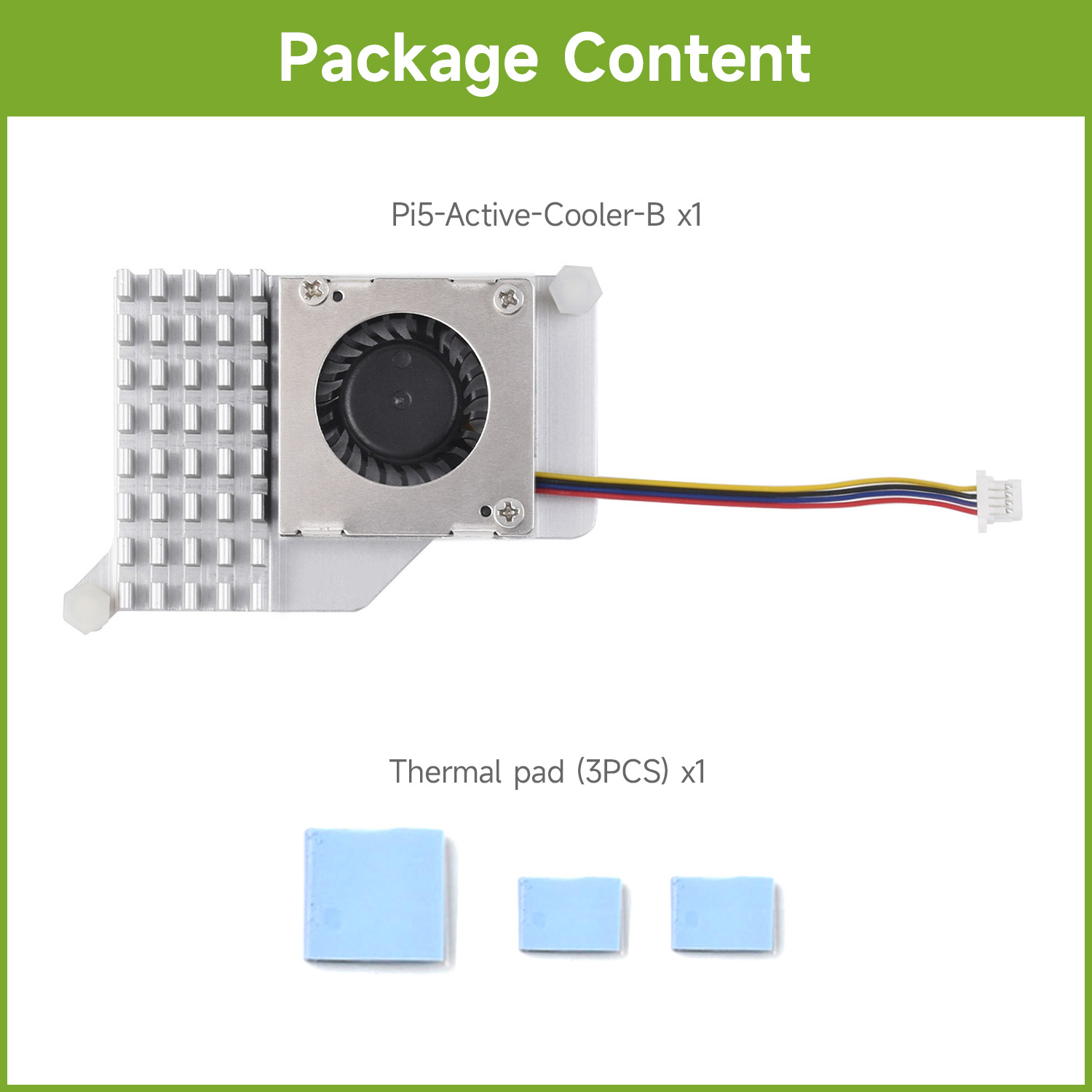 Heatsink Aluminum - Raspberry Pi 5 için Waveshare Aktif