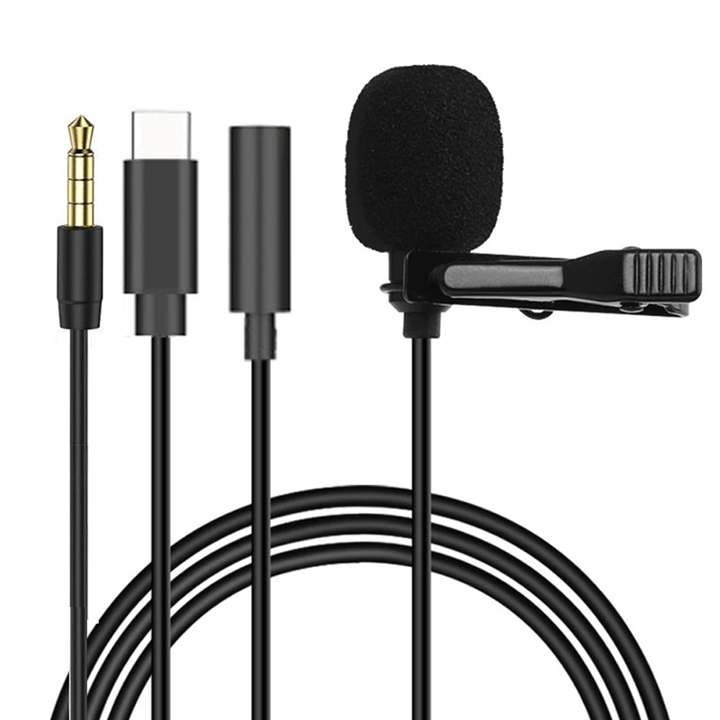 Microphone Capsule - 1.5m Mini Taşınabilir Yaka Mikrofonu Kondenser